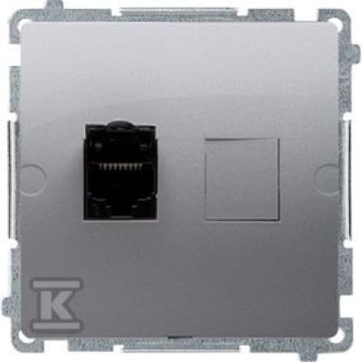 Simon Basic Computerstik enkelt RJ45 kat. 6 skærmet med støvbeskyttelse i rustfrit stål BM61E.01/21