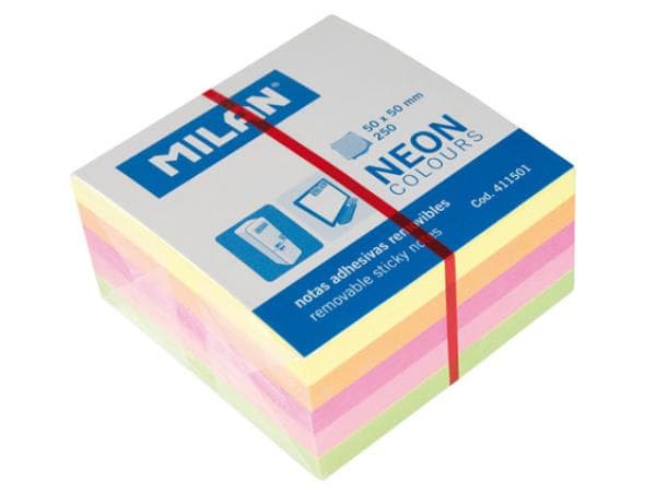 Sticky notes neon mix minikube 50x50 250 stk. MILAN