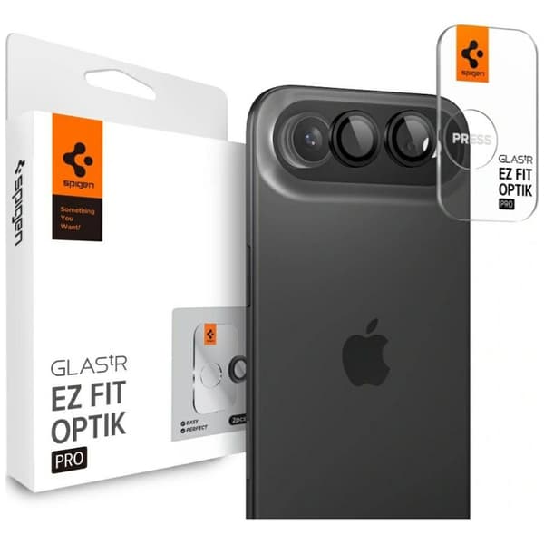 Spigen Glass tR EZ Fit Optik Pro 2 kpl, musta - iPhone Air
