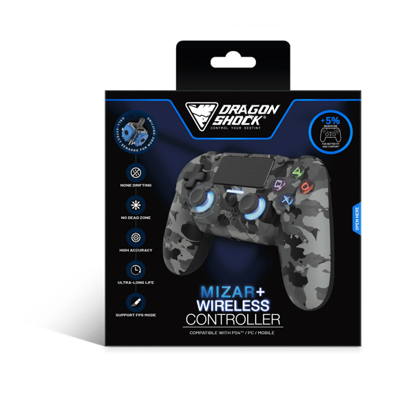 DRAGONSHOCK MIZAR+ BT TRÅDLØS CONTROLLER GRÅ CAMO PS4, PC, MOBIL