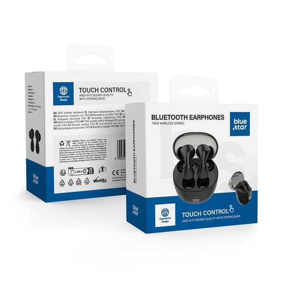 Blue Star trådløse stereo TWS BK99 hovedtelefoner sorte