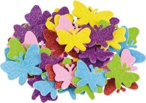 Vaahtomuovitarroja perhosia glitterillä 42kpl