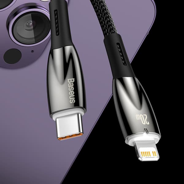 BASEUS-kabel Typ C till Lightning PD 20W Glimmer CADH000101 2 m svart
