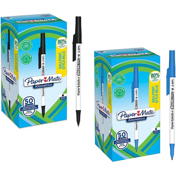 Kuglepen Kilometrico 1,0 mm sort (50 stk.)