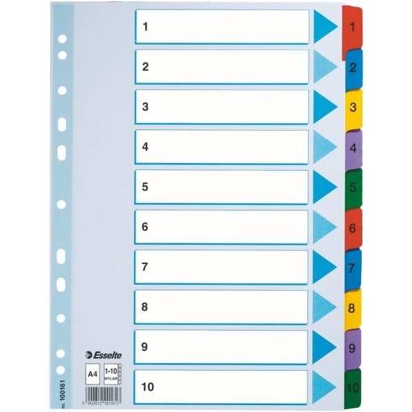 CYLINDERS 1-10 ESSELTE MYLAR A4 NUMERIC