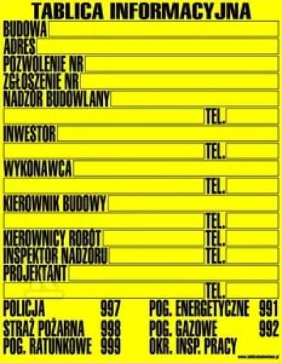 RAKENNUSTYÖMAAN TIETOTAULU 0.75MM