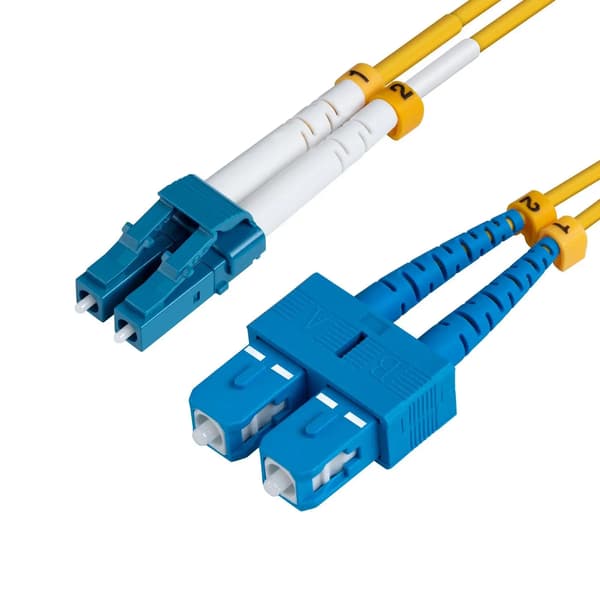 MicroConnect LC/UPC-SC/UPC 2m OS2 Fiber Patchkabel SM Duplex LSZH OD: 2mm, 0.3db Gul