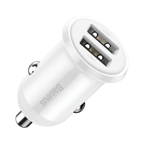 Baseus Biloplader Grain Pro Dobbelt USB 4.8A Hvid (CCALLP-02)