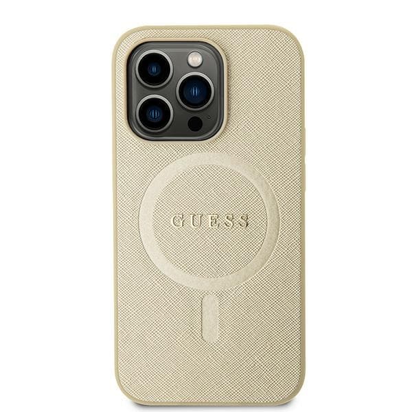 Etui Guess GUHMP15MPSAHMCB til iPhone 15 Plus 6.7\" hardcase Saffiano MagSafe sølv/guld