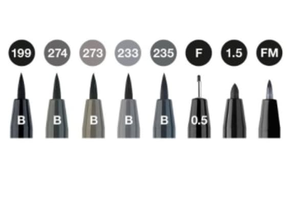 FABER-CASTELL Tuschest. Pitt Artist Pen Grå&Sort 8 stk.