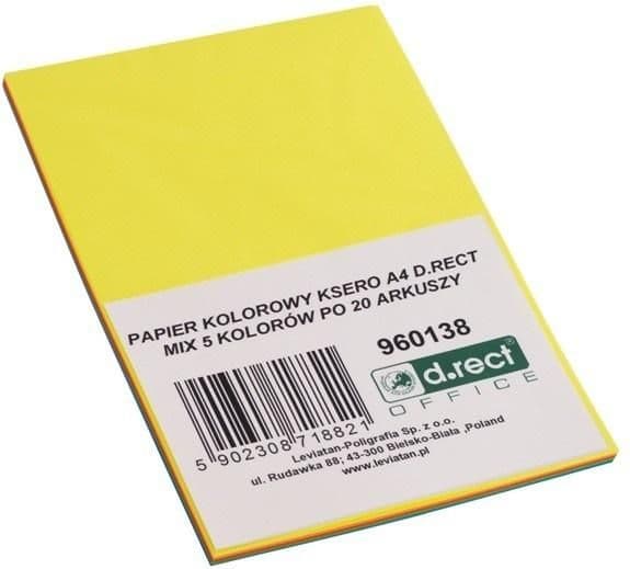 Fotokopipapir A4/100 5 farver x 20K D.RECT