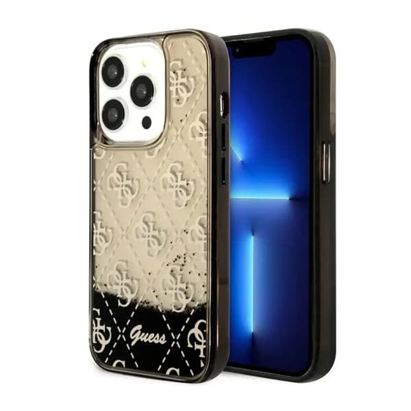 Original GUESS Hardcase GUHCP14LLC4PSGK för iPhone 14 PRO (Liquid Glitter 4G Translucent / svart)