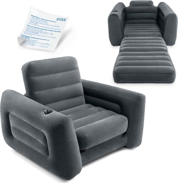 Uppblåsbar bäddsoffa Intex Pull-Out 177 x 66 x 224 cm Grå