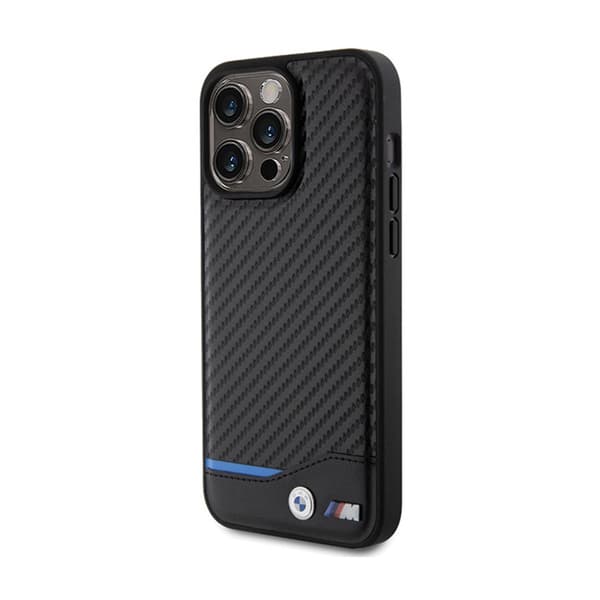 BMW Læder-Carbon-Cover til iPhone 15 Pro Max – sort