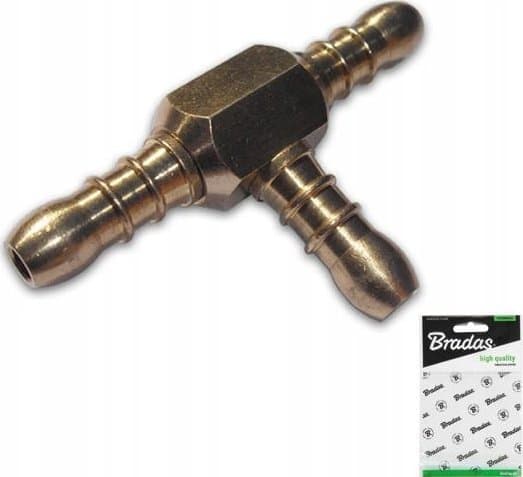 Gas T-stykke 3x nippel 9-10mm MESSING BRADAS
