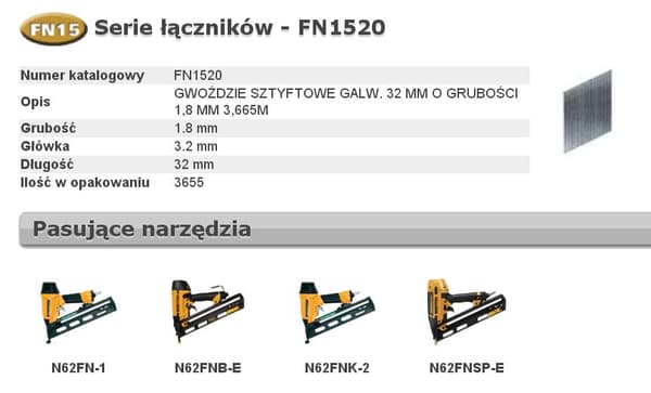 BOSTITCH STICKS FN1520 25` 32mm 3600 kpl