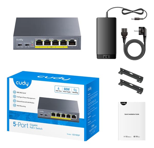 SWITCH PoE+ 5-port GS1005P 120W 1Gbps Industriel