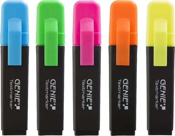 Genie GENIE Tekstmarker 5-farver 5 stk.