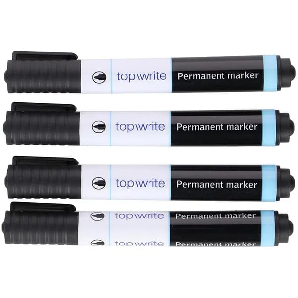 Topwrite - Permanent märkpenna 4 st. (svart)