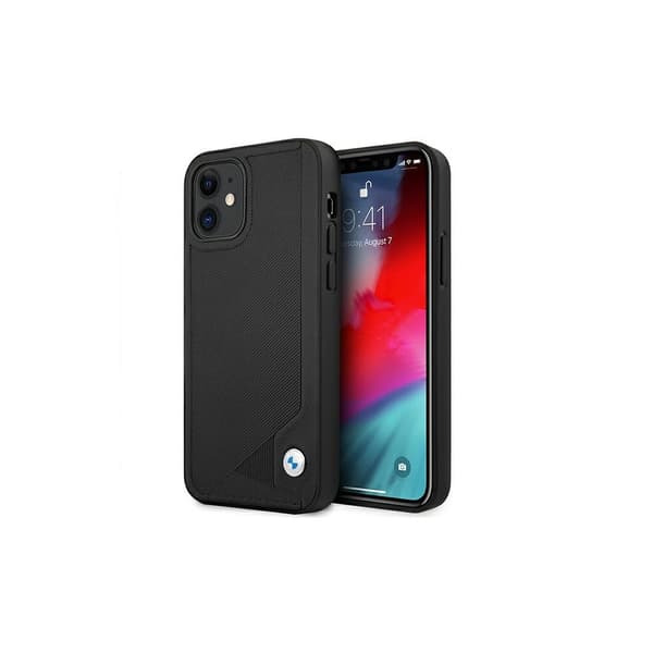 Etui BMW BMHCP12SRCDPK iPhone 12 mini 5,4\" sort/black hardcase Læder Deboss