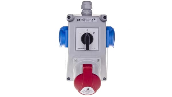 Asennussarja pistorasialla IP44 32A 3P+N+PE 2x2P+PE ZI05R462
