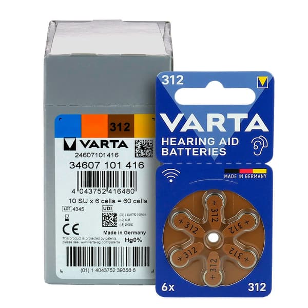 1x6 Varta Hörapparatsbatterier Typ 312            24607101416
