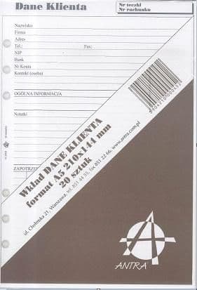 Antra Organizer Indsats A5 Kundedetaljer (270045)