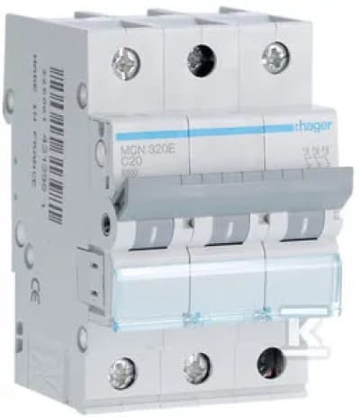 Hager Strømafbryder 3P C 20A 6kA AC MCN320E