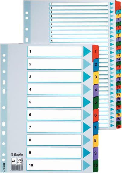 Esselte Ringbindsholdere til A4 Mylar karton A-Z alfabetisk (10K055F)