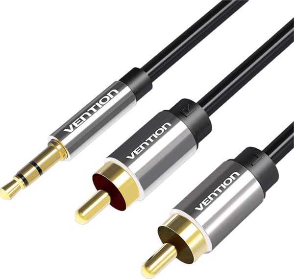 2xRCA-kaapeli (Cinch) liitin 3,5 mm Vention BCFBF 1m (musta)