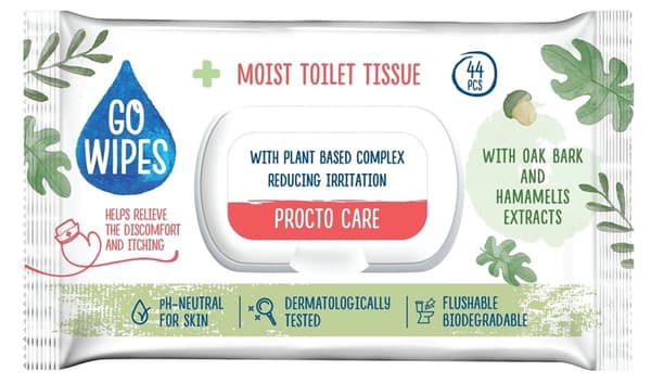 GOWIPES KOSTEUSPYYHKEET WC PROCTO CARE 44KPL