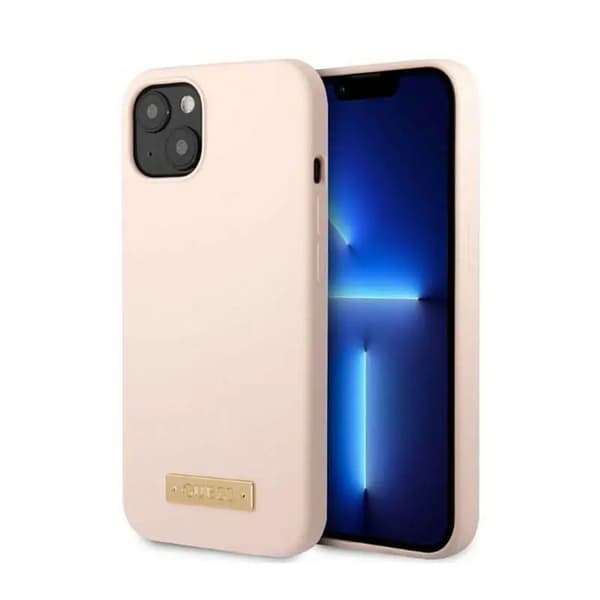 Guess GUHMP13SSBPLP iPhone 13 mini 5,4\" rosa/rosa Hardcase Silikone Logo Plade MagSafe