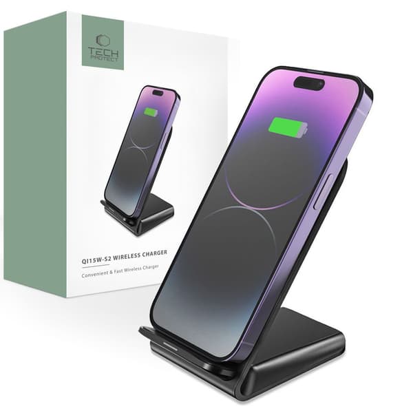 TECH-PROTECT QI15W-S2 TRÅDLØS OPLADER 15W SORT