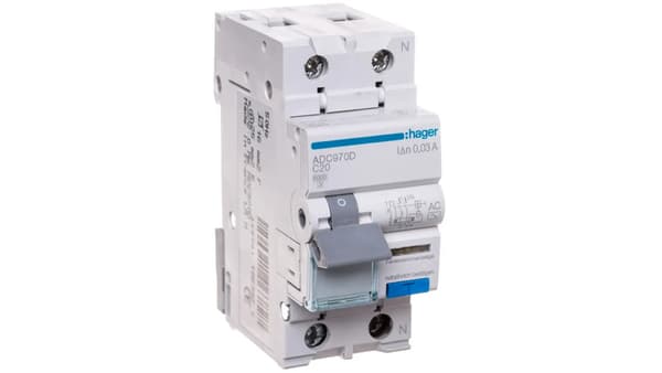 Hager Jordfelsbrytare 2P 20A C 0,03A typ AC (ADC970D)