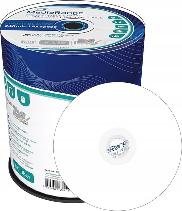 MediaRange DVD+R 8.5GB 100st 8x Double Layer Full Printable