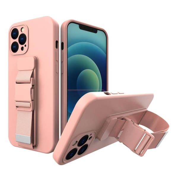 Repfodral Gelfodral med kedja Remväska Rem iPhone 13 Pro rosa