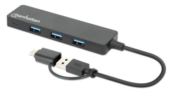 Manhattan 180863 interface hub USB 3.2 Gen 1 (3.1 Gen 1) Type-A + Type-C 5000 Mbit/s Sort