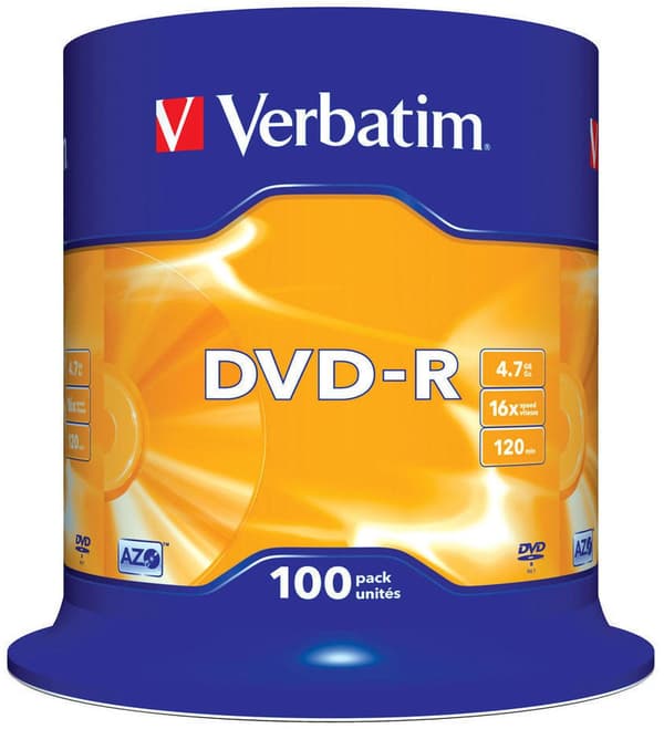 Verbatim DVD-R 4,7 GB 16x 100 stycken (43549)
