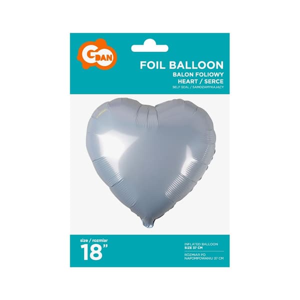 Folieballon 18\" \"Hjerte\" hvid Godan