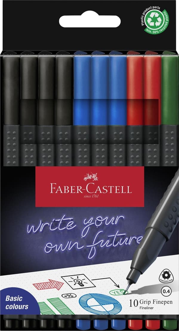 Grip fineliner 10 farver FABER CASTELL