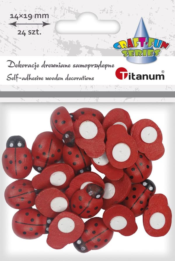 Itsekiinnittyvät koristelu 3D leppäkertut 14x19mm 24kpl