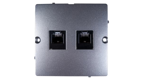 Simon Basic Telefonstik dobbelt 2xRJ11 rustfrit stål BMTF2.02/21