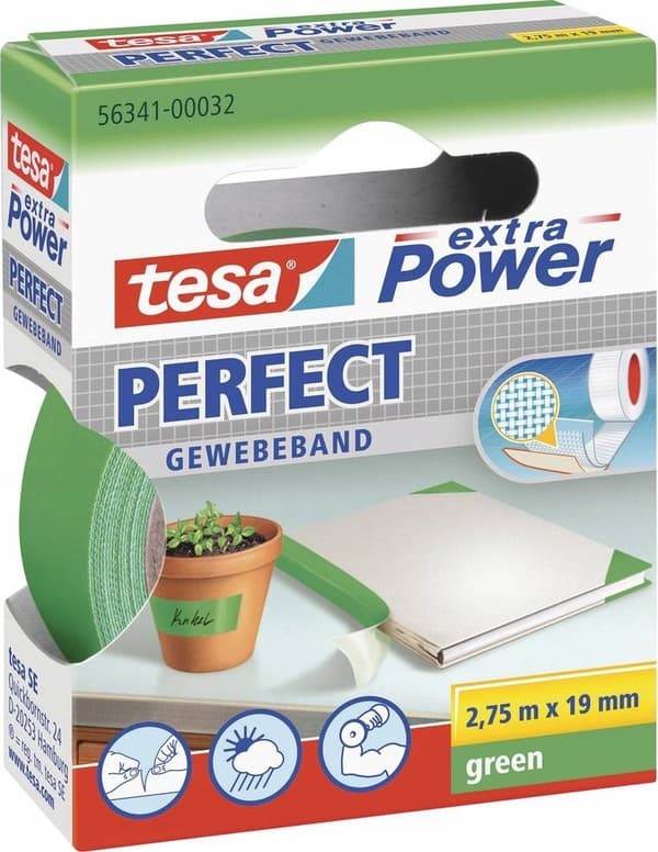 Tesa tesa extra Power Perfect tygtejp 2,75m 19mm grön