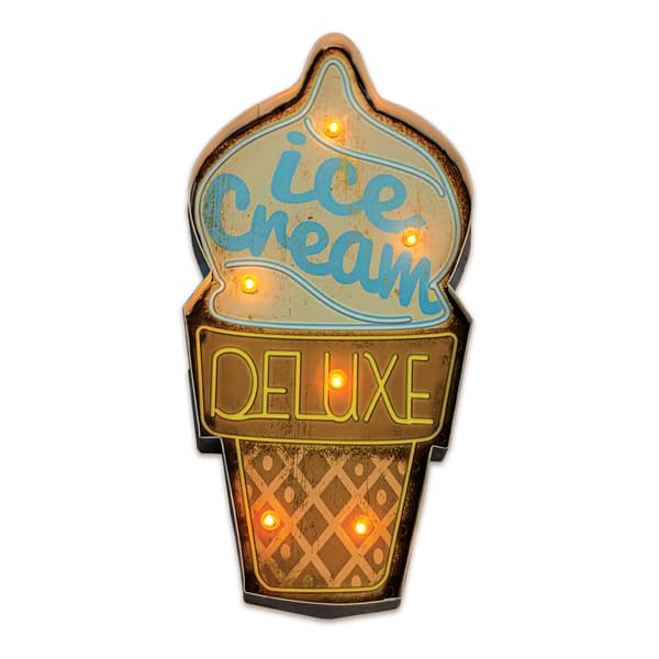 Metallikyltti RETRO LED Ice Cream Forever -valo