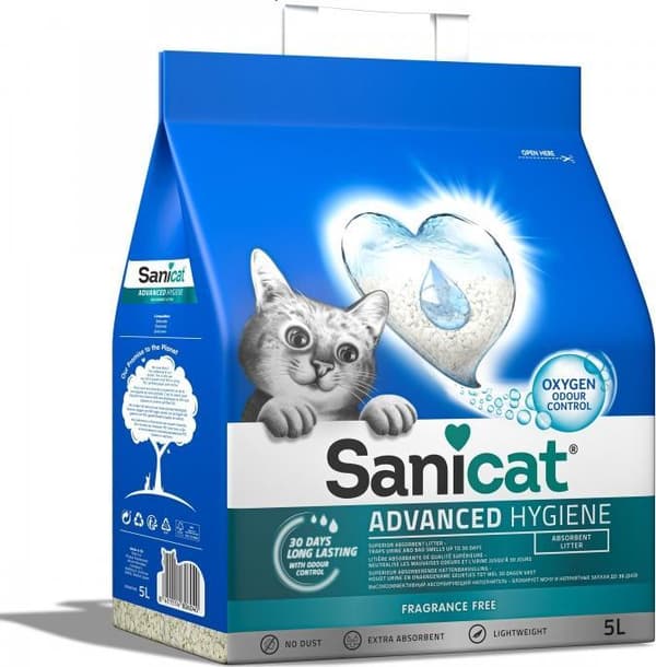 Sanicat Advanced Hygiene kattströ, spole, för katter, 5l, luktfri