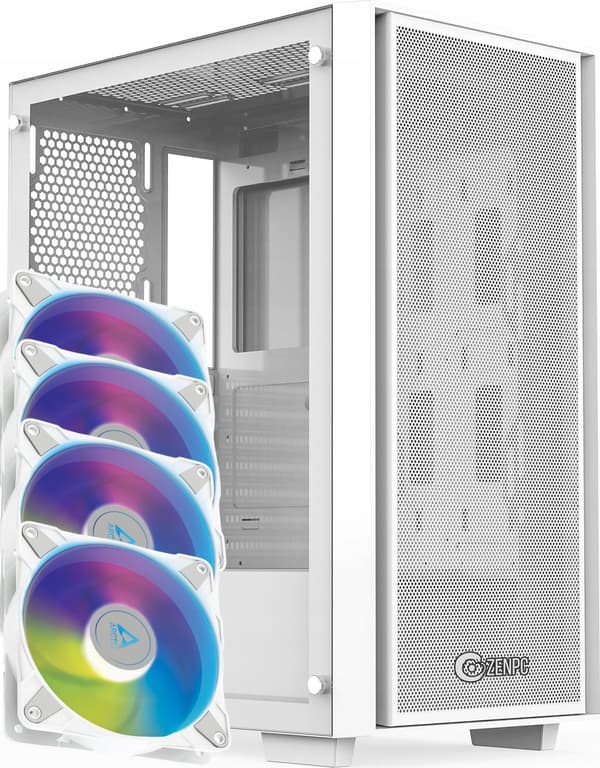 Zenpc Case Datorchassi ZENPC Z1 Mesh Glass Vit 4x P12 PWM PST ARGB