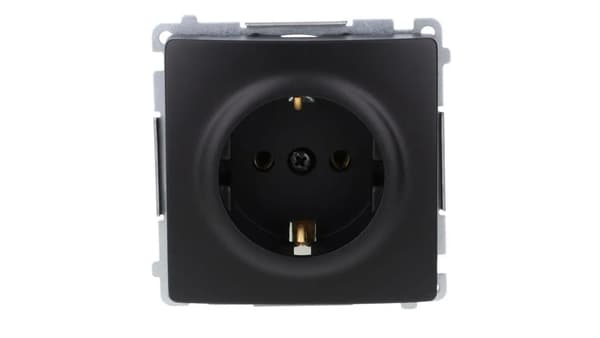 Simon Basic -pistorasia Schuko-maadoituksella (moduuli) 16A, 250V, ruuviliittimet musta BMGSZ1.01/49