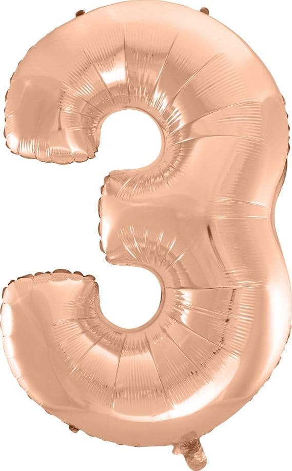 Folieballong B&C \"Nummer 3\" roséguld 92cm Godan