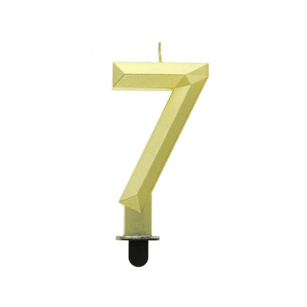 Tårtnummer 7 Diamant metallicguld 7,6cm Godan