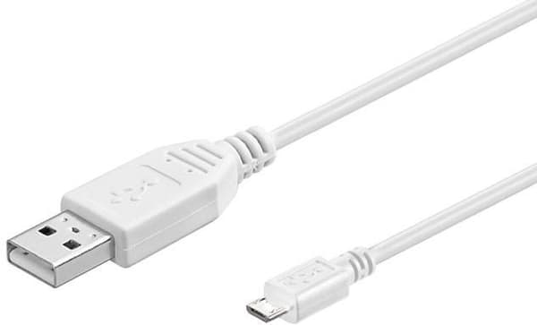 MicroConnect USB A til USB Micro B, Version 2.0, Hvid, Hvid, 0.6m USB2.0 A - Micro USB B 5P Hi-Speed dataoverførsler på op til 480 Mbps